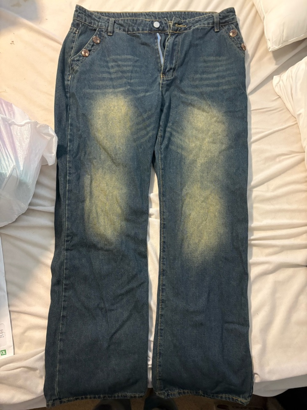 Women’s Dark Blue Distressed Jeans - Classic Fit Xl